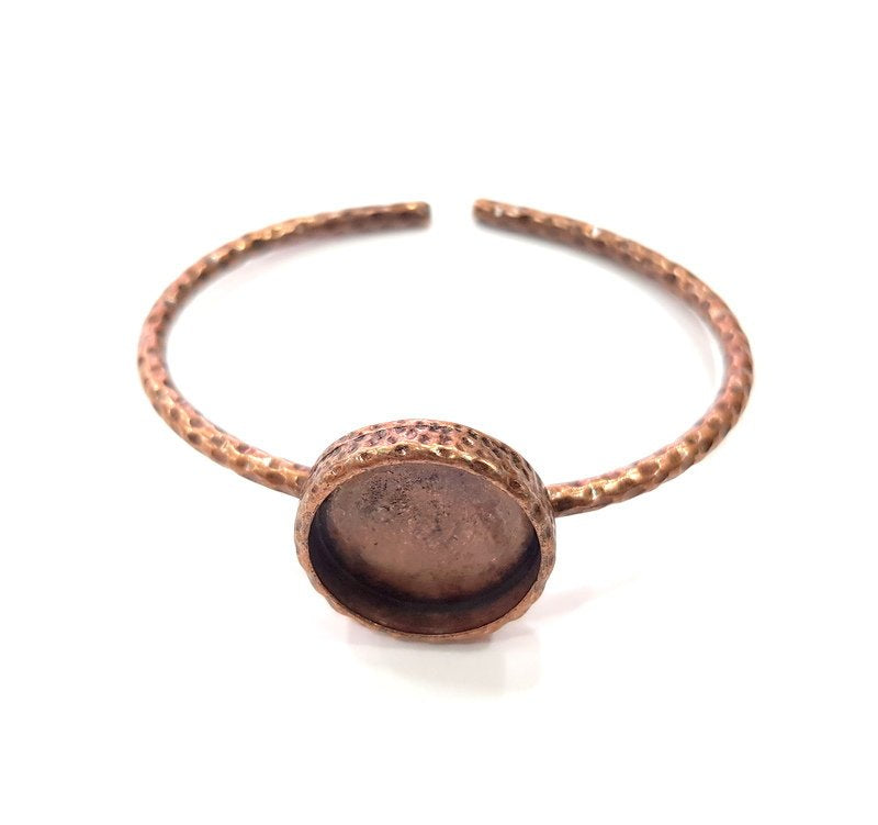 Bracelet Blank Cuff Bezel Resin Bangle inlay Blank Glass Cabochon Base Bezel Hammered Adjustable Antique Copper Bracelet (18mm Blank) G15961