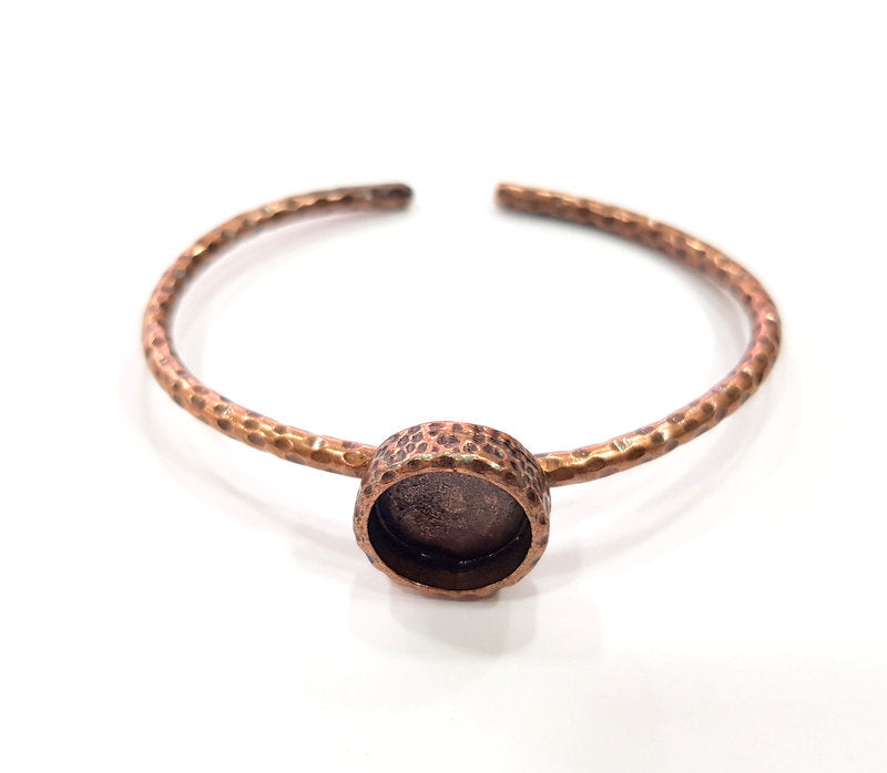 Bracelet Blank Cuff Bezel Resin Bangle inlay Blank Glass Cabochon Base Bezel Hammered Adjustable Antique Copper Bracelet (12mm Blank) G15965