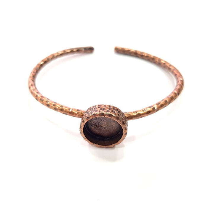 Bracelet Blank Cuff Bezel Resin Bangle inlay Blank Glass Cabochon Base Bezel Hammered Adjustable Antique Copper Bracelet (12mm Blank) G15965