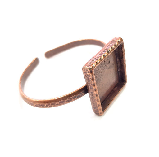 Bracelet Blank Cuff Bezel Resin Bangle inlay Blank Glass Cabochon Base Bezel Hammered Adjustable Antique Copper Bracelet (25x25mm ) G15967