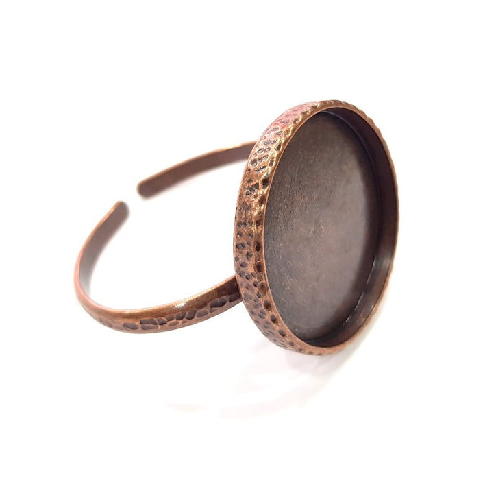 Bracelet Blank Cuff Bezel Resin Bangle inlay Blank Glass Cabochon Base Bezel Hammered Adjustable Antique Copper Bracelet (40mm Blank) G15968