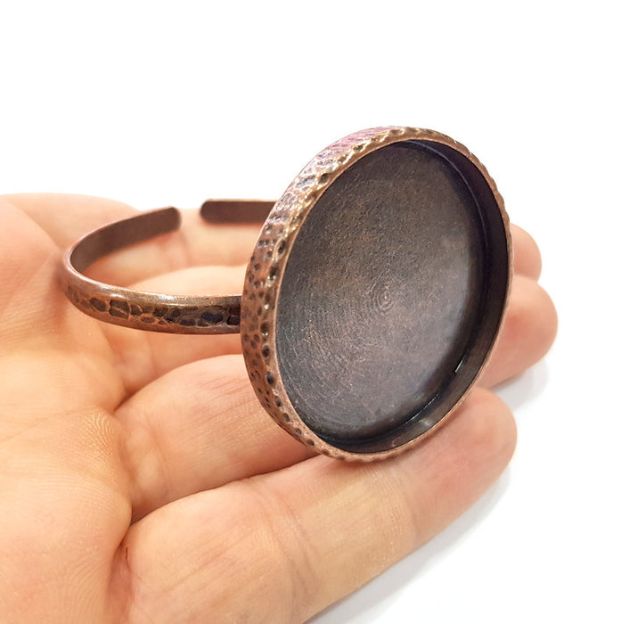 Bracelet Blank Cuff Bezel Resin Bangle inlay Blank Glass Cabochon Base Bezel Hammered Adjustable Antique Copper Bracelet (40mm Blank) G15968