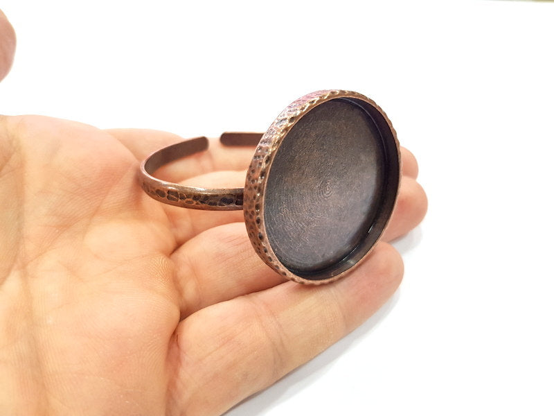 Bracelet Blank Cuff Bezel Resin Bangle inlay Blank Glass Cabochon Base Bezel Hammered Adjustable Antique Copper Bracelet (40mm Blank) G15968