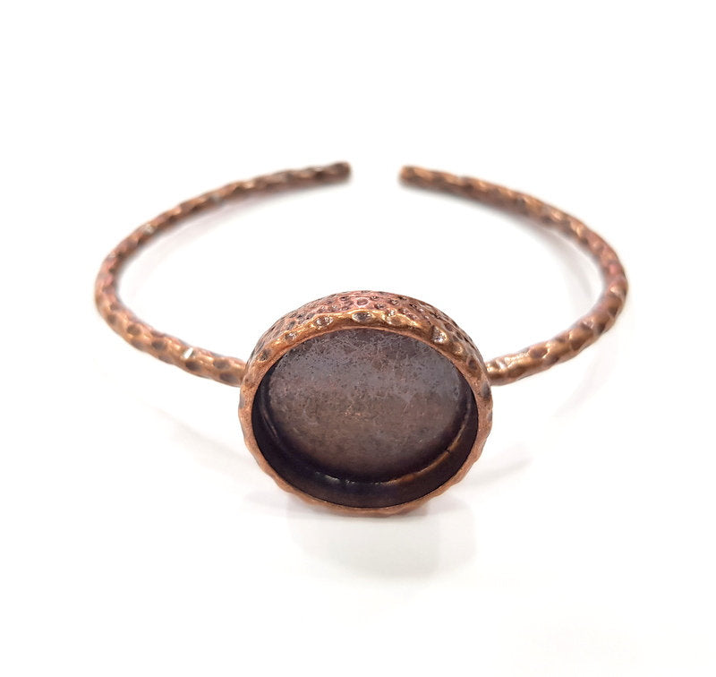 Bracelet Blank Cuff Bezel Resin Bangle inlay Blank Glass Cabochon Base Bezel Hammered Adjustable Antique Copper Bracelet (22mm Blank) G15973