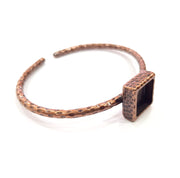 Bracelet Blank Cuff Bezel Resin Bangle inlay Blank Glass Cabochon Base Bezel Hammered Adjustable Antique Copper Bracelet (10x10mm ) G15980