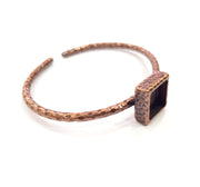 Bracelet Blank Cuff Bezel Resin Bangle inlay Blank Glass Cabochon Base Bezel Hammered Adjustable Antique Copper Bracelet (10x10mm ) G15980