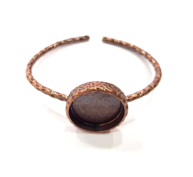 Bracelet Blank Cuff Bezel Resin Bangle inlay Blank Glass Cabochon Base Bezel Hammered Adjustable Antique Copper Bracelet (20mm Blank) G15978