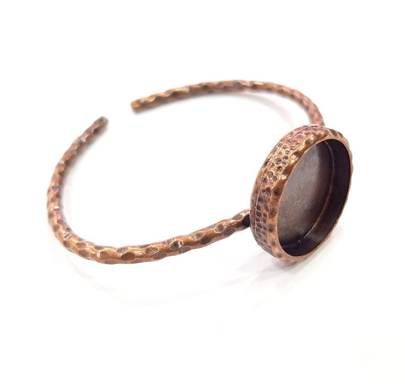 Bracelet Blank Cuff Bezel Resin Bangle inlay Blank Glass Cabochon Base Bezel Hammered Adjustable Antique Copper Bracelet (20mm Blank) G15978
