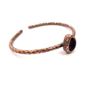 Bracelet Blank Cuff Bezel Resin Bangle inlay Blank Glass Cabochon Base Bezel Hammered Adjustable Antique Copper Bracelet (10x8mm ) G15977