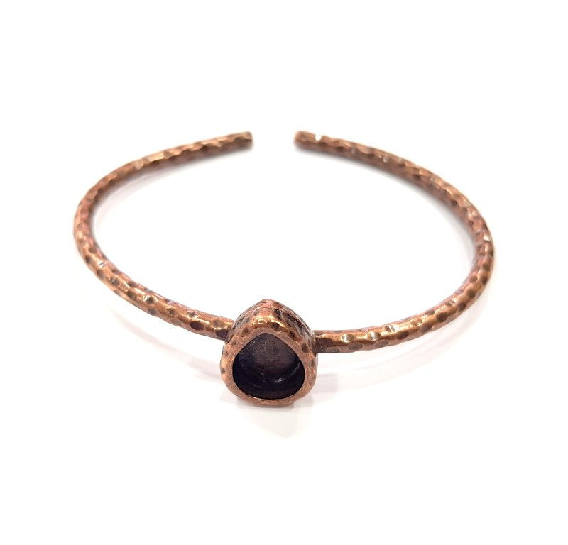 Bracelet Blank Cuff Bezel Resin Bangle inlay Blank Glass Cabochon Base Bezel Hammered Adjustable Antique Copper Bracelet (10x8mm ) G15977