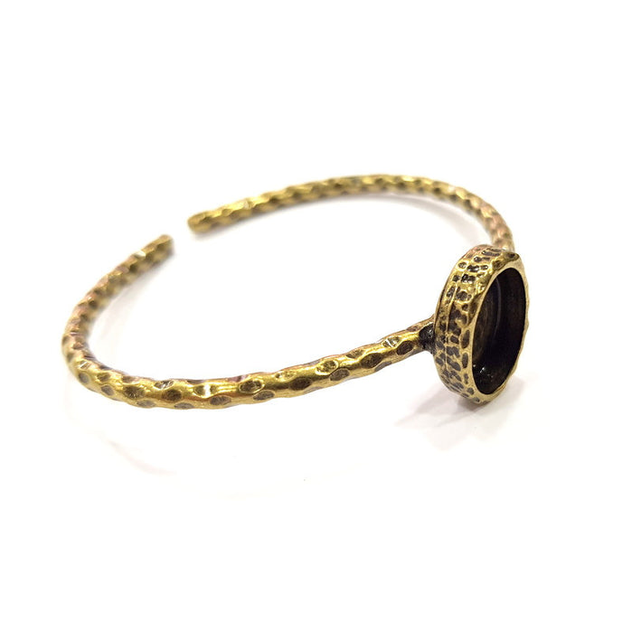 Bracelet Blank Cuff Bezel Resin Bangle inlay Blank Glass Cabochon Base Bezel Hammered Adjustable Antique Bronze Bracelet (10x8mm ) G15982
