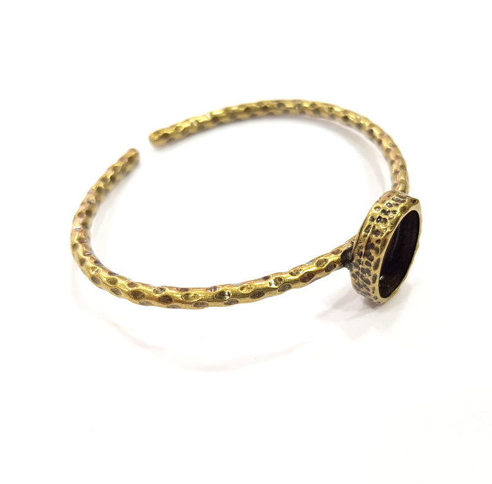 Bracelet Blank Cuff Bezel Resin Bangle inlay Blank Glass Cabochon Base Bezel Hammered Adjustable Antique Bronze Bracelet (10x8mm ) G15982