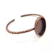 Bracelet Blank Cuff Bezel Resin Bangle inlay Blank Glass Cabochon Base Bezel Hammered Adjustable Antique Copper Bracelet (25x18mm ) G15984
