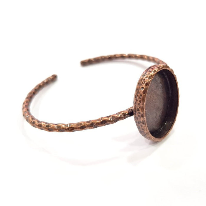 Bracelet Blank Cuff Bezel Resin Bangle inlay Blank Glass Cabochon Base Bezel Hammered Adjustable Antique Copper Bracelet (25x18mm ) G15984