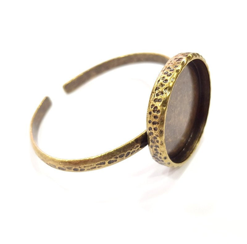 Bracelet Blank Cuff Bezel Resin Bangle inlay Blank Glass Cabochon Base Bezel Hammered Adjustable Antique Bronze Bracelet (30mm ) G15991