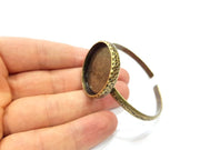Bracelet Blank Cuff Bezel Resin Bangle inlay Blank Glass Cabochon Base Bezel Hammered Adjustable Antique Bronze Bracelet (30mm ) G15991