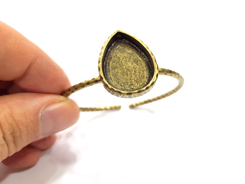 Bracelet Blank Cuff Bezel Resin Bangle inlay Blank Glass Cabochon Base Bezel Hammered Adjustable Antique Bronze Bracelet (25x18mm ) G21848