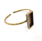 Bracelet Blank Cuff Bezel Resin Bangle inlay Blank Glass Cabochon Base Bezel Hammered Adjustable Antique Bronze Bracelet (25x10mm ) G16004