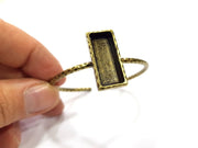 Bracelet Blank Cuff Bezel Resin Bangle inlay Blank Glass Cabochon Base Bezel Hammered Adjustable Antique Bronze Bracelet (25x10mm ) G16004