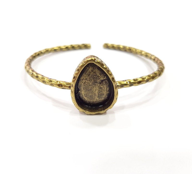Bracelet Blank Cuff Bezel Resin Bangle inlay Blank Glass Cabochon Base Bezel Hammered Adjustable Antique Bronze Bracelet (18x13mm ) G16007