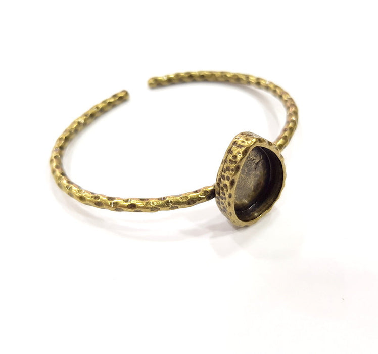 Bracelet Blank Cuff Bezel Resin Bangle inlay Blank Glass Cabochon Base Bezel Hammered Adjustable Antique Bronze Bracelet (18x13mm ) G16007