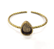Bracelet Blank Cuff Bezel Resin Bangle inlay Blank Glass Cabochon Base Bezel Hammered Adjustable Antique Bronze Bracelet (18x13mm ) G16007