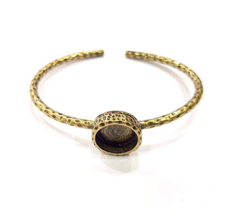Bracelet Blank Cuff Bezel Resin Bangle inlay Blank Glass Cabochon Base Bezel Hammered Adjustable Antique Bronze Bracelet (12mm ) G16012