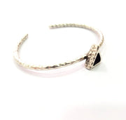Bracelet Blank Cuff Bezel Resin Bangle inlay Blank Glass Cabochon Base Bezel Hammered Adjustable Antique Silver Bracelet (6mm ) G16019