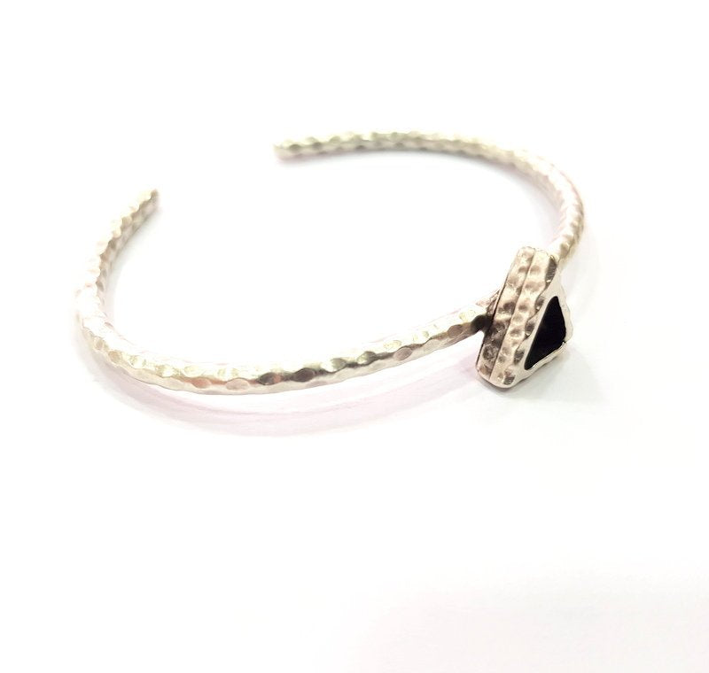 Bracelet Blank Cuff Bezel Resin Bangle inlay Blank Glass Cabochon Base Bezel Hammered Adjustable Antique Silver Bracelet (6mm ) G16019