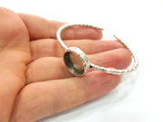 Bracelet Blank Resin Bangle Dry Flower inlay Blank Cuff Bezel Glass Cabochon Base Hammered Adjustable Antique Silver Bracelet (16mm ) G16020