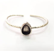 Bracelet Blank Cuff Bezel Resin Bangle inlay Blank Glass Cabochon Base Bezel Hammered Adjustable Antique Silver Bracelet (14x10mm ) G16032