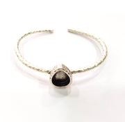 Bracelet Blank Cuff Bezel Resin Bangle inlay Blank Glass Cabochon Base Bezel Hammered Adjustable Antique Silver Bracelet (14x10mm ) G16032