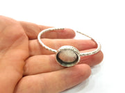 Bracelet Blank Cuff Bezel Resin Bangle inlay Blank Glass Cabochon Base Bezel Hammered Adjustable Antique Silver Bracelet (18mm ) G16033