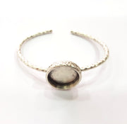 Bracelet Blank Cuff Bezel Resin Bangle inlay Blank Glass Cabochon Base Bezel Hammered Adjustable Antique Silver Bracelet (18mm ) G16033