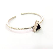 Bracelet Blank Cuff Bezel Resin Bangle inlay Blank Glass Cabochon Base Bezel Hammered Adjustable Antique Silver Bracelet (9x9mm ) G16037