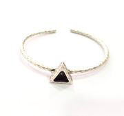 Bracelet Blank Cuff Bezel Resin Bangle inlay Blank Glass Cabochon Base Bezel Hammered Adjustable Antique Silver Bracelet (9x9mm ) G16037