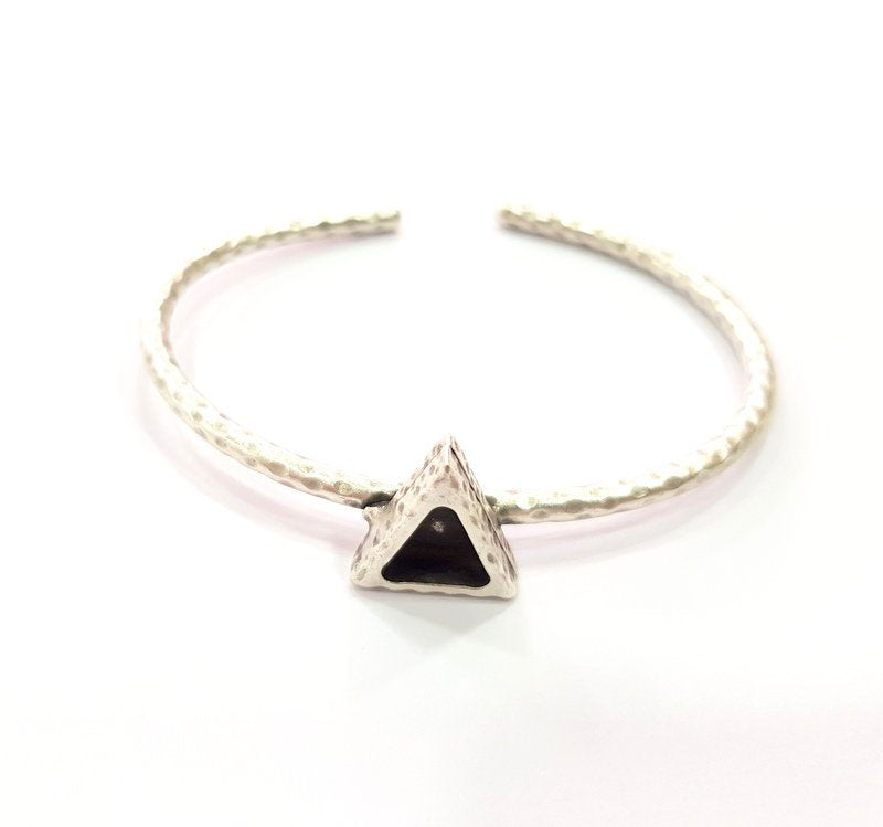 Bracelet Blank Cuff Bezel Resin Bangle inlay Blank Glass Cabochon Base Bezel Hammered Adjustable Antique Silver Bracelet (9x9mm ) G16037