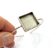 Bracelet Blank Cuff Bezel Resin Bangle inlay Blank Glass Cabochon Base Bezel Hammered Adjustable Antique Silver Bracelet (20x20mm ) G16038