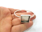 Bracelet Blank Cuff Bezel Resin Bangle inlay Blank Glass Cabochon Base Bezel Hammered Adjustable Antique Silver Bracelet (20x20mm ) G16038