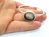 Bracelet Blank Cuff Bezel Resin Bangle inlay Blank Glass Cabochon Base Bezel Hammered Adjustable Antique Silver Bracelet (22mm ) G16040