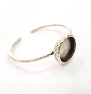 Bracelet Blank Cuff Bezel Resin Bangle inlay Blank Glass Cabochon Base Bezel Hammered Adjustable Antique Silver Bracelet (22mm ) G16040