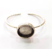 Bracelet Blank Cuff Bezel Resin Bangle inlay Blank Glass Cabochon Base Bezel Hammered Adjustable Antique Silver Bracelet (22mm ) G16040