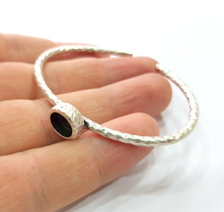 Bracelet Blank Cuff Bezel Resin Bangle inlay Blank Glass Cabochon Base Bezel Hammered Adjustable Antique Silver Bracelet (8mm ) G16043