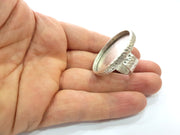 Ring Blank Setting Hammered Ring Base Bezel inlay Ring Backs Glass Cabochon Mounting Adjustable Antique Silver Plated Ring (35mm ) G16044