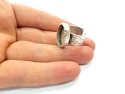 Ring Blank Setting Hammered Ring Base Bezel inlay Ring Backs Glass Cabochon Mounting Adjustable Antique Silver Plated Ring (18x13mm ) G16045