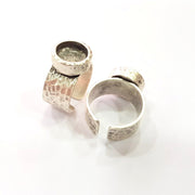 Ring Blank Setting Hammered Ring Base Bezel inlay Ring Backs Glass Cabochon Mounting Adjustable Antique Silver Plated Ring (10mm ) G16046