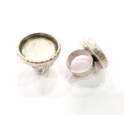 Ring Blank Setting Hammered Ring Base Bezel inlay Ring Backs Glass Cabochon Mounting Adjustable Antique Silver Plated Ring (25mm ) G16745