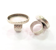 Ring Blank Setting Hammered Ring Base Bezel inlay Ring Backs Glass Cabochon Mounting Adjustable Antique Silver Plated Ring (30x22mm ) G16050