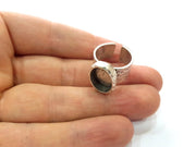 Ring Blank Setting Hammered Ring Base Bezel inlay Ring Backs Glass Cabochon Mounting Adjustable Antique Silver Plated Ring (14x10mm ) G16057