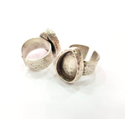 Ring Blank Setting Hammered Ring Base Bezel inlay Ring Backs Glass Cabochon Mounting Adjustable Antique Silver Plated Ring (18x13mm ) G16060